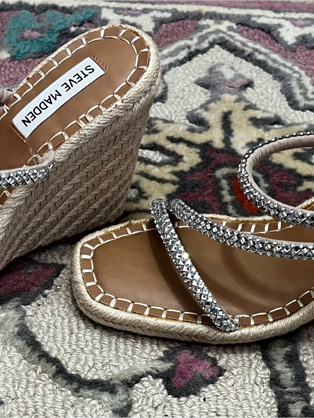 Steve Madden Beige Braided Espadrille Wedge Sandals - Picture 8 of 8